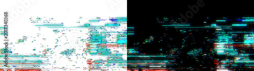Quadro su tela Cyan and red pixelated digital noise texture isolated on transparent background