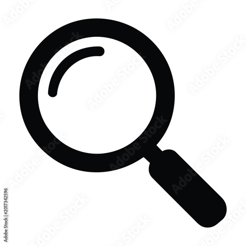 Quadro em tela A simple black magnifying glass icon on a transparent background for search conc