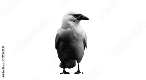 Black and white bird standing on one leg isolated on transparent background