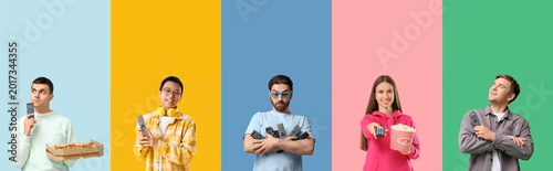 Set of happy young people w...