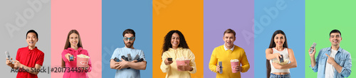 Collection of happy young p...