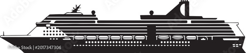 фотографія Cruise ship, ocean liner, black silhouette, vector icon, travel symbol, transpor