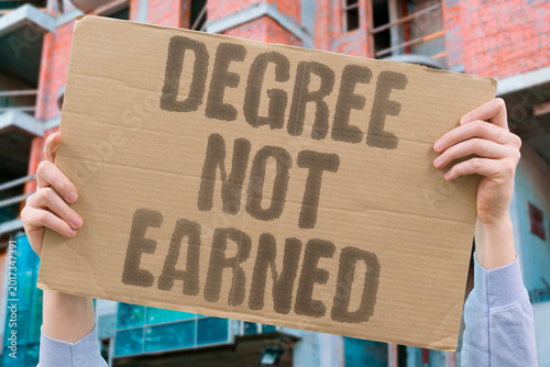 Canvas-taulu "Degree Not Earned" Printed diplomas obtained without study deceive employers who never verify