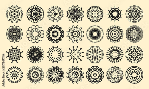 Schilderij op canvas Twenty-eight complex mandalas, ornamental circles, decorative elements
