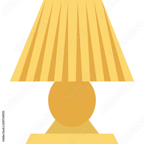 Table Lamp Icon on Circular Background, Home Lighting Flat Vector Illustration
