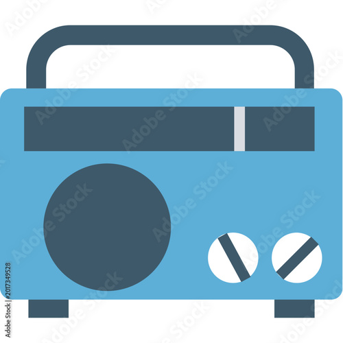 Portable Radio Icon on Circular Background, Audio Communication Flat Vector Illustration