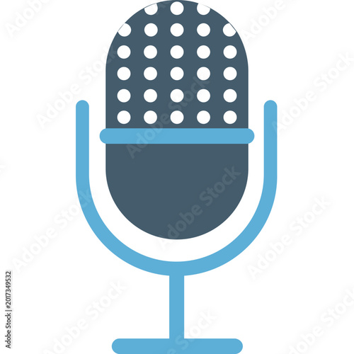 Microphone Icon on Circular Background, Audio Recording Flat Vector Illustration