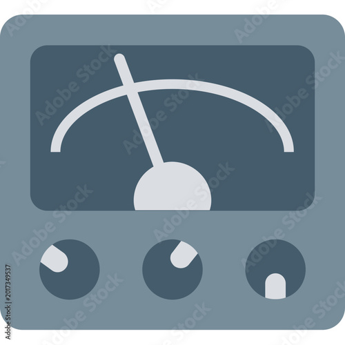 Analog Meter Icon on Circular Background, Voltage Measurement Flat Vector Illustration