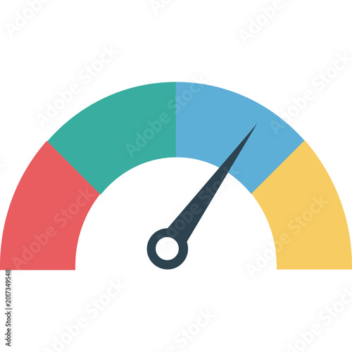 Free Download Speedometer Gauge Icon on Circular Background, Measurement Meter Flat Vector Illustration - GFXLoad