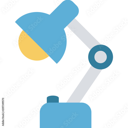 Desk Lamp Icon on Circular Background, Office Lighting Flat Vector Illustration