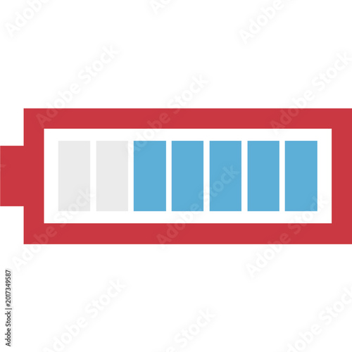 Battery Level Icon on Circular Background, Electric Charge Flat Vector Illustration