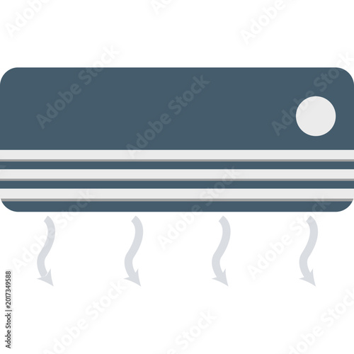 Air Conditioner Icon on Circular Background, Cooling System Flat Vector Illustration