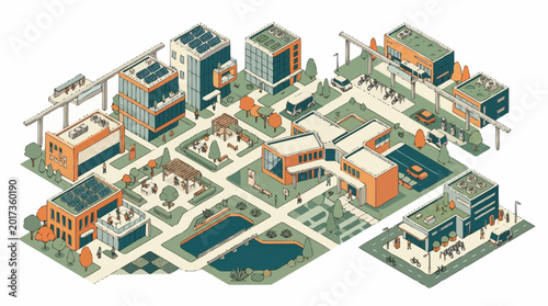 Photos Isometric illustration of industrial complex with buildings and infrastructure