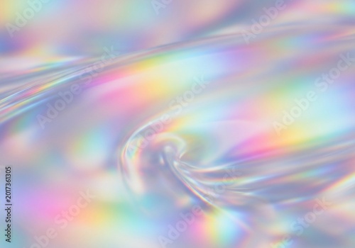 虹色にきらめく波紋の幻想的な光景