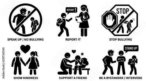Foto Anti Bullying Campaign Icons Showing Kindness and Support.