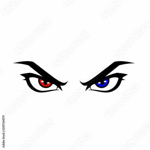 Картината върху платно Cartoon vector illustration of fierce eyes