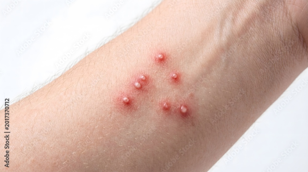 Fototapeta premium Insect bites and skin irritation on human arm