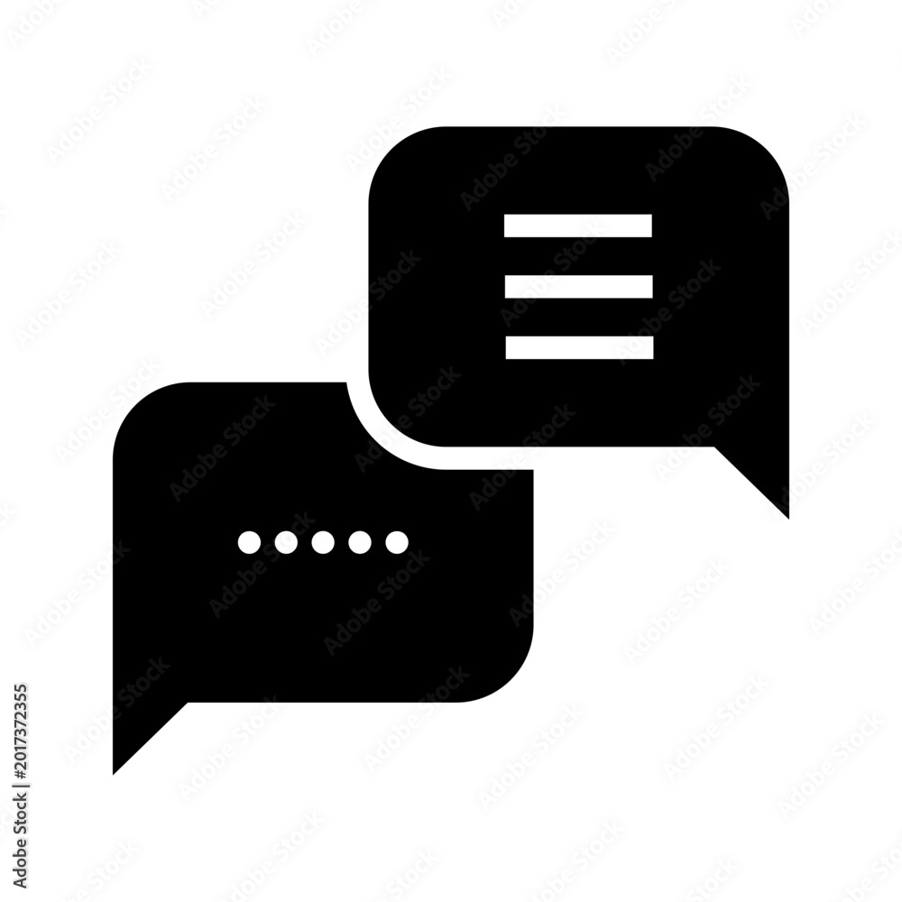 Fototapeta premium Chat message icon. Technology and messaging filled symbol. Black and white.