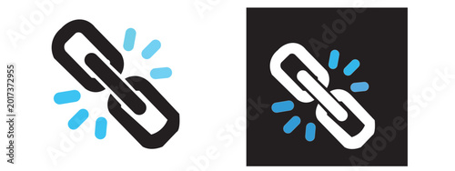 Linked chain icons connection and link concept connection internet transfer