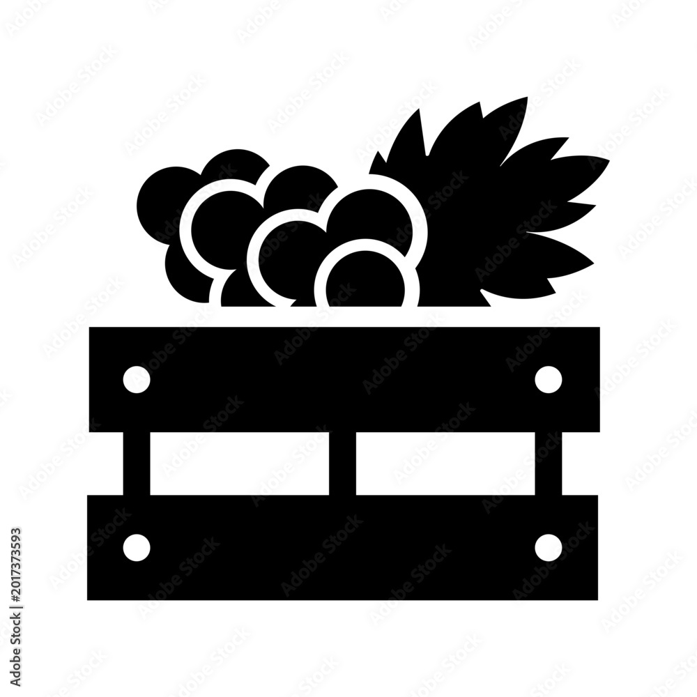 Fototapeta premium Winemaking grapes icon. Food and winemaking filled symbol. Black and white.