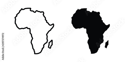 Konstfotografi africa map icon design illustrator set. Icons in line and clipart