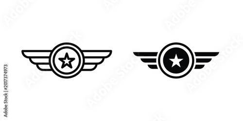 Foto Air force icon design illustrator set. Icons in line and clipart