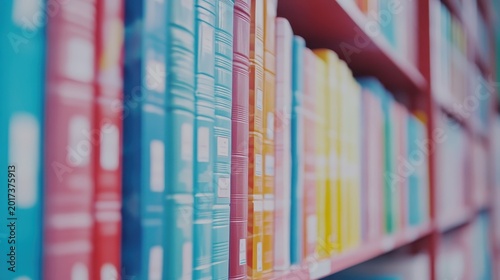 A Vibrant Collection of Colorful Books Neatly Lined Up on Retail Shelves Showcasing Variety and Accessibility