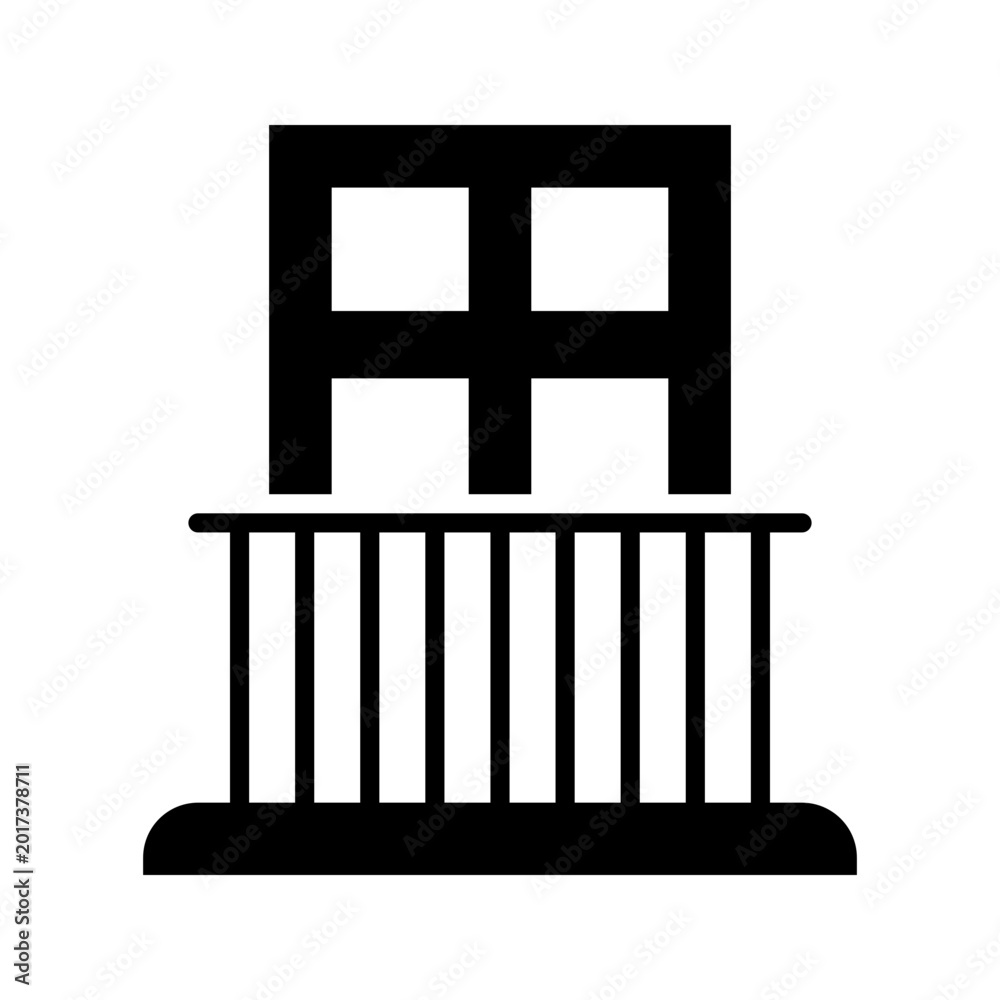 Fototapeta premium Balcony railing icon. Architecture and building exterior filled symbol. Black and white.