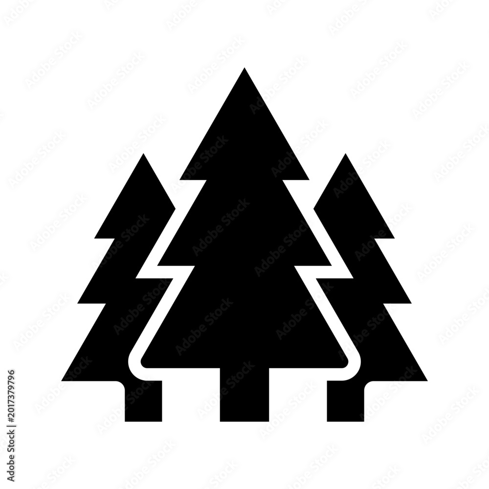 Fototapeta premium Pine forest icon. Nature and forest filled symbol. Black and white.