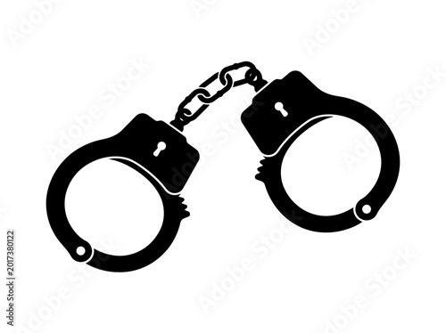 Photos Handcuffs silhouette on a white background black metal restraint device