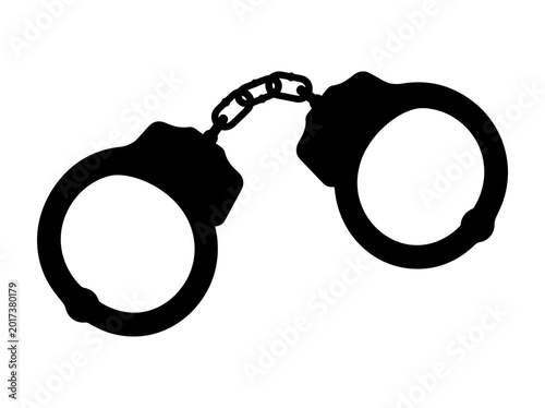 Fotografie Handcuffs silhouette on a white background law enforcement restraint device