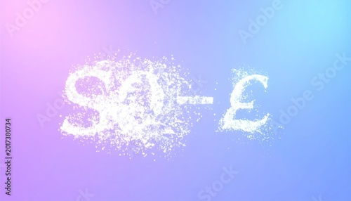 Abstract Sale Symbol Dissolving into Particles on Gradient Background.
