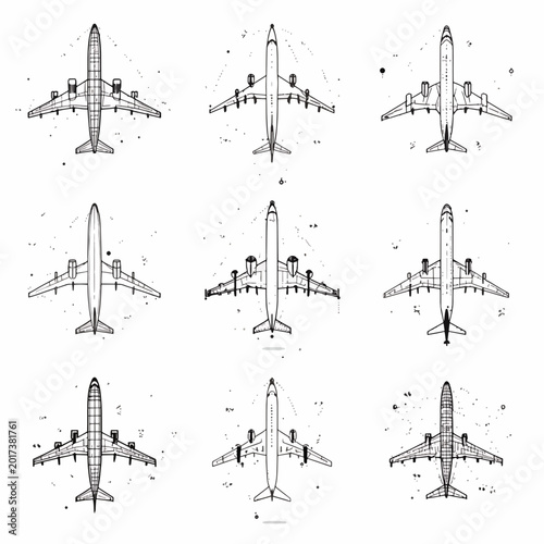 Detailed airplane technical drawings collection.