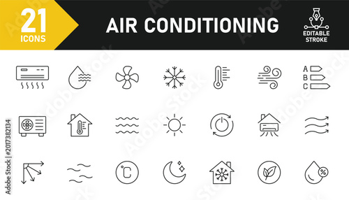 Bild auf Leinwand Air conditioning line icon set
