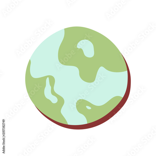 Planet Earth icon, hand-drawn color illustration, zero waste element. Zero waste doodles, no plastic; garbage sorting campaign symbols. Symbol of life and prosperity design on a white background.
