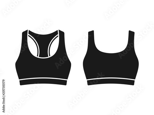 Sports bra silhouette black and white isolated vector illustration
