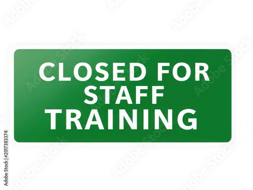 Closed for staff training sign isolated on transparent background