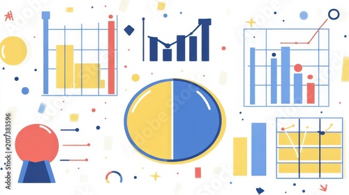 Visual Data Analytics with Pie Charts, Bar Graphs, and Line Charts Illustrating Business Trends