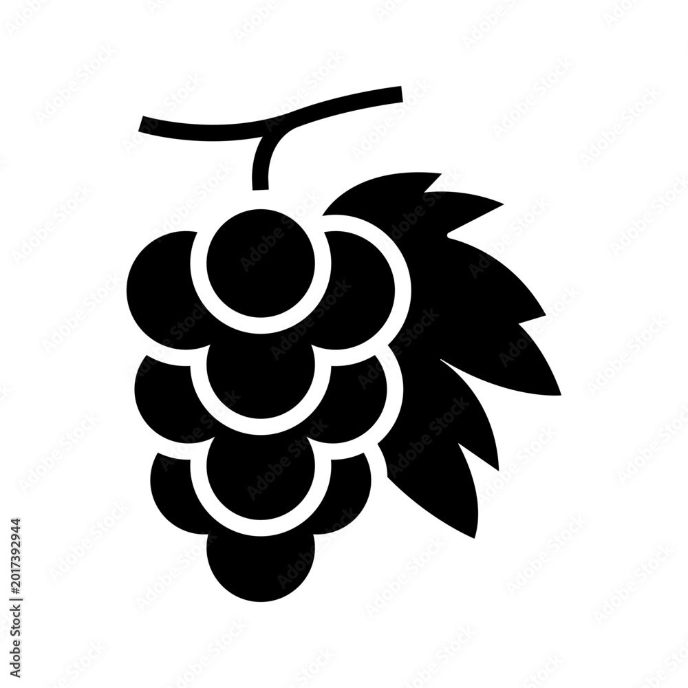 Obraz premium Grape cluster icon. Food and fruit filled symbol. Black and white.