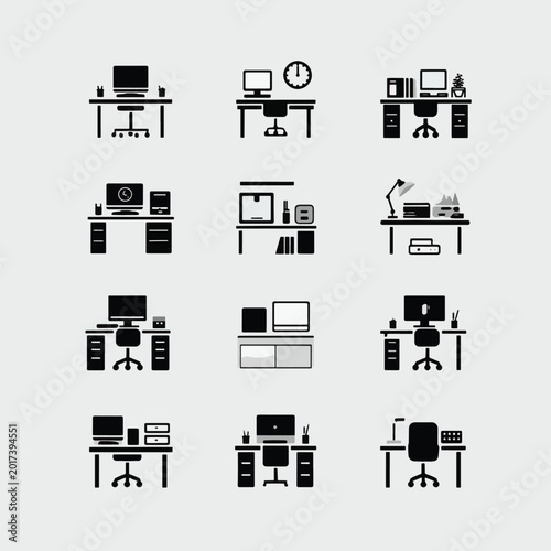 Office Workstations with Computers.