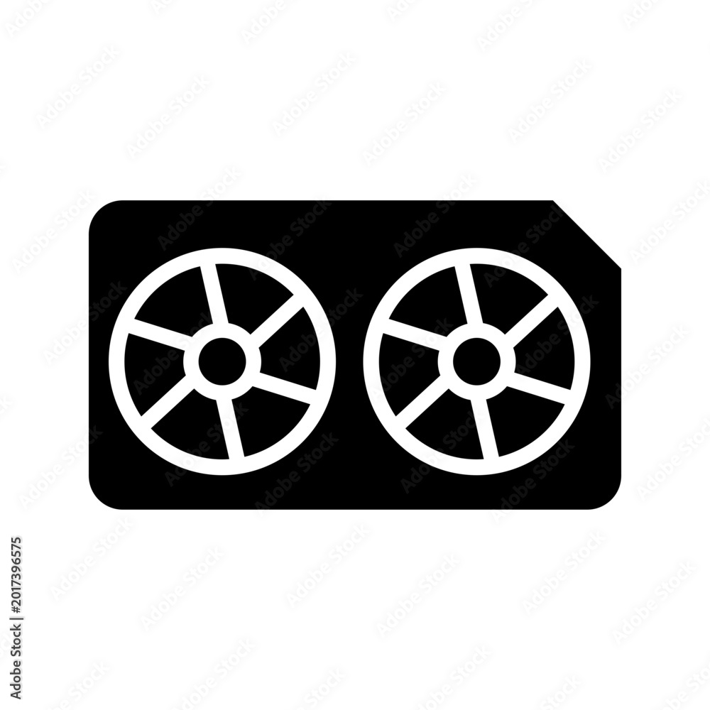 Fototapeta premium Graphics card icon. Technology and computer hardware filled symbol. Black and white.
