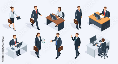 Business People Isometric Collection Professional Office Workers.