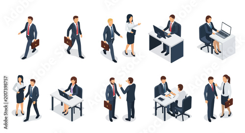 Business People Isometric Set Professional Office Workers.