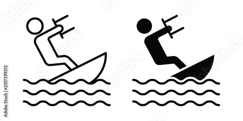 Foto Kitesurf sign design illustrator set. Icons in line and clipart