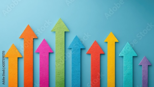 Colorful Arrows Pointing Upward Representing Growth and Success.