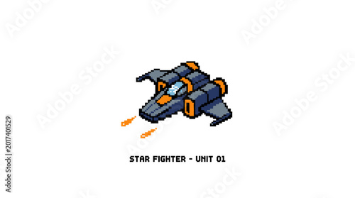 Fotografie Pixel Art Starfighter Spaceship