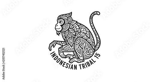 Canvas Print Tribal Monkey Illustration