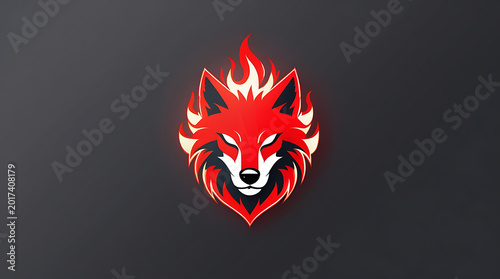 red Flame Wolf Head Logo Vector with Modern Esports Mascot Style	