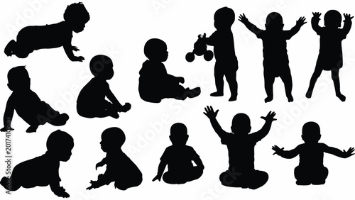 Silhouettes of happy little babies.