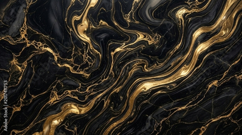 Black and gold marble swirl texture, elegant luxury background, premium abstract art

